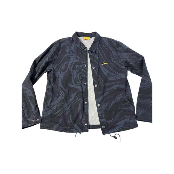 Dime Jacket Mens Large Navy Marble Coach Snap Button Embroidered Logo Skateboard